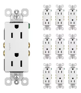 Legrand radiant 15 Amp 125-Volt Tamper Resistant Decorator Duplex Outlet, White (10-Pack)