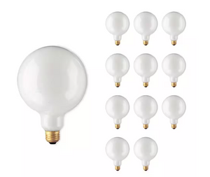 Bulbrite 60W Warm White G40 (E26) Medium Screw Base Dimmable - White (12-Pack)