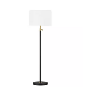 Hampton Bay Alderston 65 in. Matte Black and Antique Brass Adjustable Floor Lamp Hampton Bay Alderston 65 in. Matte Black and Antique Brass Adjustable Floor Lamp
