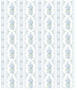 LoveShackFancy Dreamy Days Sweet Blue Stripe and Floral Wallpaper - 56 sq ft