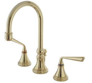 Kingston Brass KS2982ZL Silver Sage Widespread Bathroom Faucet with Pop-Up Drain