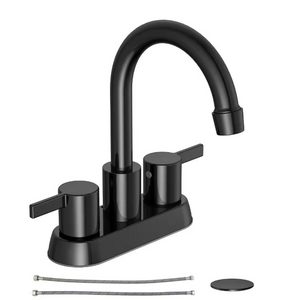 Glacier Bay Garrick 4" Centerset 2-Handle High-Arc Bathroom Faucet - Matte Black Glacier Bay Garrick 4" Centerset 2-Handle High-Arc Bathroom Faucet - Matte Black