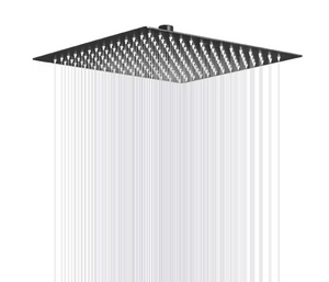 BWE 1-Spray Patterns 12" Wall/Ceiling Mount Square Rain Shower Head, Matte Black