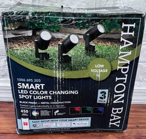 Hampton Bay Low Voltage Smart LED Color Changing App Control Spot Light (3 pack) Hampton Bay Low Voltage Smart LED Color Changing App Control Spot Light (3 pack)