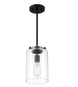 Hampton Bay Mullins 6.75 in. 1-Light Coal Mini Pendant Hanging Light