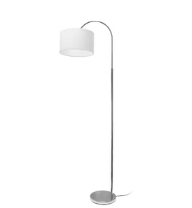 Vista 66 in. Brushed Nickel/White Shade Modern Arched Floor Lamp for Living Room