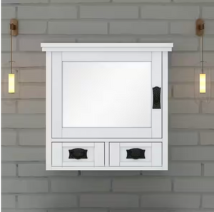 HDC Artisan 23.5" W x 22.75" H Wood Framed Bathroom Vanity Mirror in White