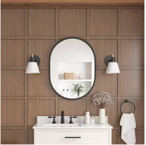 Home Decorators Emmeline 24" x 32" Oval Framed Wall Mount Vanity Mirror in Black