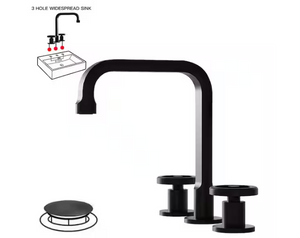 BWE Industry Style 8" Widespread Double Handle High-Arc Bathroom Faucet w/Drain