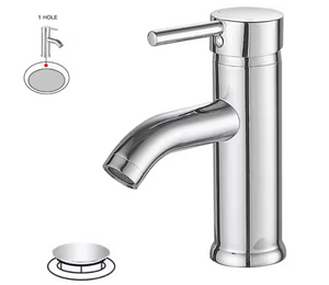 BWE Single Hole Single-Handle Bathroom Faucet w/Pop-Up Drain in Polished Chrome