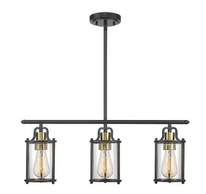 Emliviar Modern 3-Light Black & Gold Kitchen Island Pendant Lighting Chandelier
