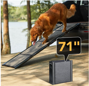 PetThem 71" L x 17.2" W Dog Non-Slip, Folding Dog Ramp for Vehicles in Gray