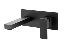 SUMERAIN Modern Wall Mounted Bathroom Faucet with Rough-in Valve in Matte Black
