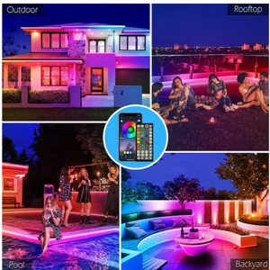 BIBIVIS 100 ft. Hardwired Music Sync Integrated LED RGB Exterior Led Strip Light
