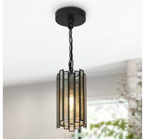 LNC Hemaaola 1-Light Modern Pendant Light w/Plated Mercury Glass & Black Chain