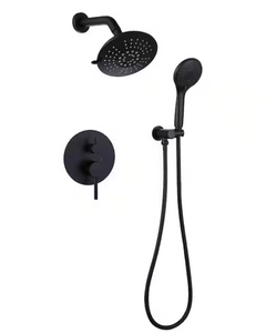 BWE Matte Black Single-Handle 2-Spray High Pressure Shower Set w/Valve A-98001-B