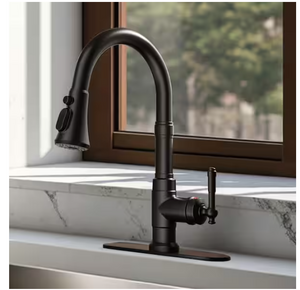 androme 1-Handle Pull Down Sprayer Kitchen Faucet High Arc Spout in Matte Black