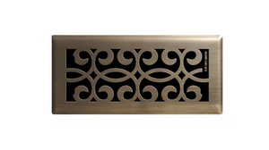 Hampton Bay Classic Scroll 4 in. x 10 in. Steel Floor Register in Antique Brass
