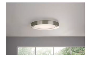 Home Decorators Calloway 15 in. Brushed Nickel Selectable LED Flush Mount Light