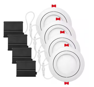 Globe Electric 91127 Slimline 4 in. Integrated LED Canless Recessed Kit (4-Pack)