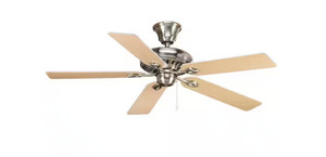 Progress Lighting AirPro 52 in. Brushed Nickel Ceiling Fan, Brown/ White Blades