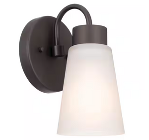 KICHLER 52445OZ Erma 1-Light Olde Bronze Indoor Wall Sconce w/Satin Etched Glass