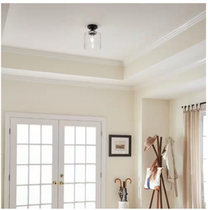 KICHLER Winslow 8.5 in 1-Light Black Contemporary Semi-Flush Mount Ceiling Light