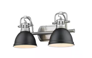 Golden Lighting Duncan 2 Light Bath Vanity, Pewter/Matte Black - 3602-BA2PW-BLK | eBay