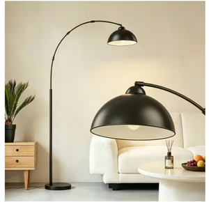 BICIK 71 in. Modern Brown Arc Dimmable Floor Lamp with Adjustable Hanging Shade