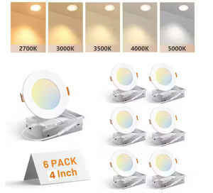 Amico 4 in.Adjustable 6-Pack Canless LED Recessed Ceiling Light 1050 LM Dimmable