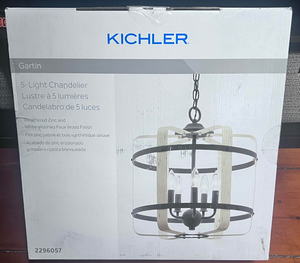 Kichler Gartin 5-Light Weathered Zinc Transitional Drum Hanging Pendant Light