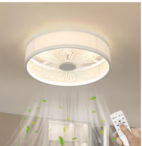 TOZING 20" Smart Indoor White Low Profile LED Flush Mount Ceiling Fan w/Remote