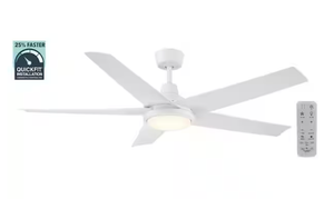 Hampton Bay Ladshaw 60 in. Indoor/Outdoor Matte White Ceiling Fan with Remote