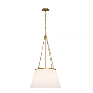 ALORA MOOD Speakeasy 18 in. 1-Light 60-Watt Aged Gold/White Linen Pendant Light