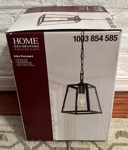 Home Decorators 1-Light Matte Black and Glass Mini Pendant