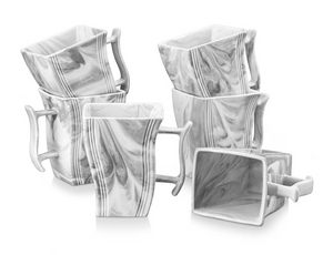 MALACASA Flora 6-Piece 16 Oz. Porcelain Coffee Mug - Marble Grey MALACASA Flora 6-Piece 16 Oz. Porcelain Coffee Mug - Marble Grey