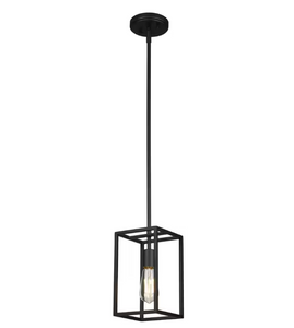 STANFORD LIGHTING Argenta 1-Light Black Cage Pendant - Model 11043021BLK