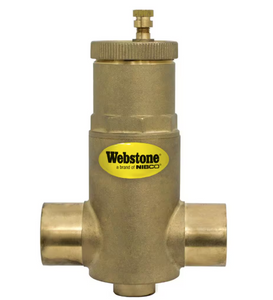 3/4" Forged Brass Sweat Air Separator w/Removable Vent Head & Coalescing Medium