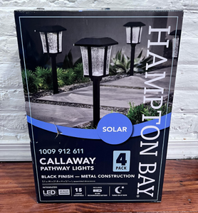 Hampton Bay Black LED Weather Resistant Outdoor Solar Pathway Light (4-Pack)