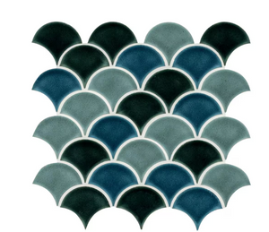 MSI Azul Scallop Glossy 13.11" x 9.96" Glossy Porcelain Mosaic Tile (9.1 sq ft)