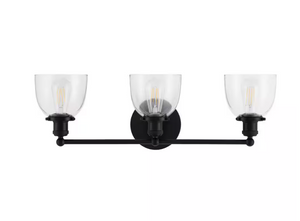 Home Decorators Collection Evelyn 26.75 in. 3-Light Matte Black Vanity Light Home Decorators Collection Evelyn 26.75 in. 3-Light Matte Black Vanity Light