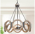 LNC Farmhouse 4-Light Gray Geometric Circle Drum Weathered Wood Chandelier