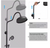 BWE Matte Black 2-Spray Round High-Pressure Wall Bar Shower Kit with Hand Shower