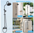 BWE Matte Black 2-Spray Round High-Pressure Wall Bar Shower Kit with Hand Shower