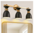 YANSUN 25 in. 3-Light Black and Gold Bathroom Vanity Light