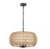 6-light Black Bohemian Drum Chandelier with Straw Woven Shade