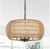 6-light Black Bohemian Drum Chandelier with Straw Woven Shade