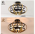 18.9 in. 3-Light Black and Gold Open Cage Shade Semi-Flush Mount Ceiling Light