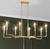 Gold 38 in. Linear 8-Light Kitchen Island Chandelier Light Fixture