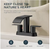 Forious 4" Centerset Double Handle Low Arc Bathroom Faucet w/Drain, Matte Black